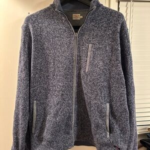 Faherty Heathered Navy Full-Zip Men's Sweater